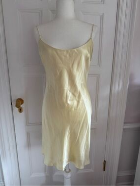 Michael Lo Sordo Pale Yellow Satin Slip Dress